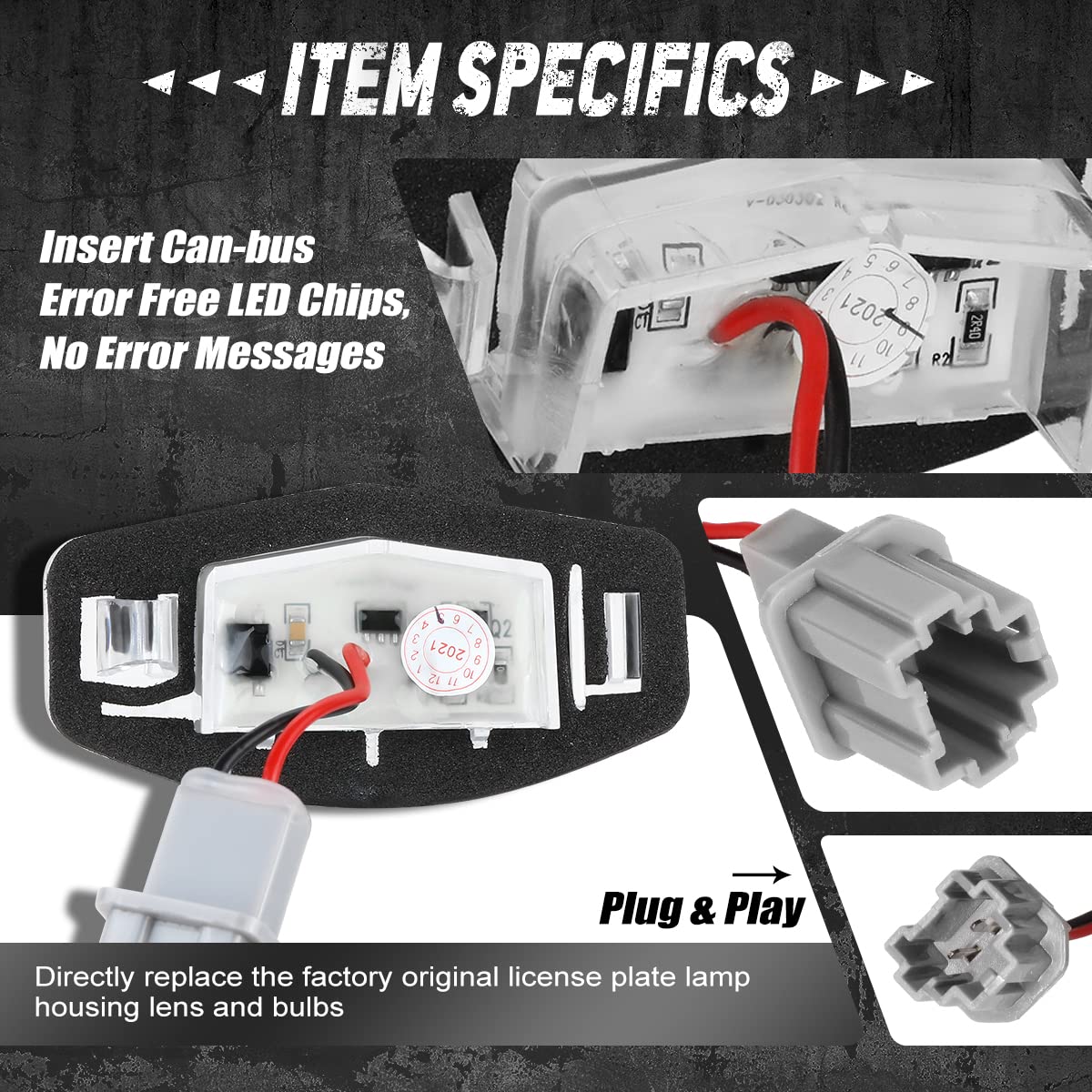 NUVISION LIGHTING Pair of LED License Plate Lights Compatible with