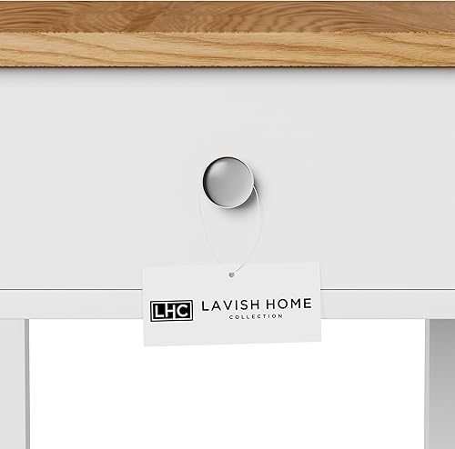 Miniatura 6 de Lavish Home Mesa auxiliar estrecha con cajón lateral con estante de almacenamiento, color blanco