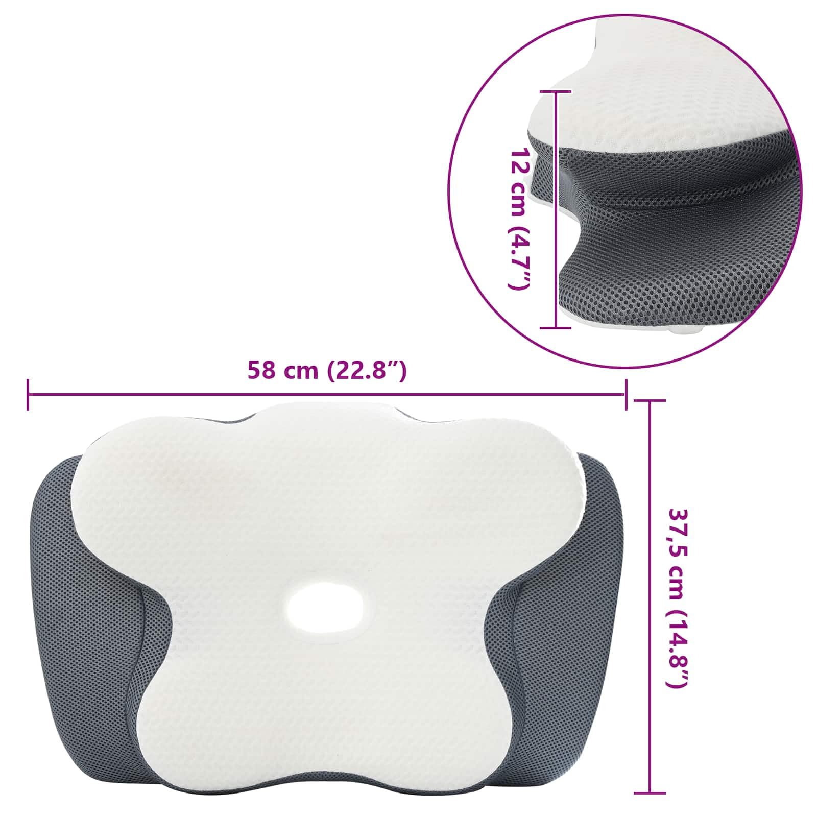Almohada cervical blanca de espuma viscoelástica 58 x 37,5 x 12 cm, almohada ergonómica con espuma viscoelástica transpirable y funda lavable a máquina para aliviar el dolor de cuello y
