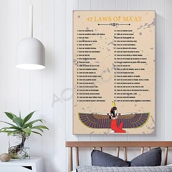 MOJDI 42 LAWS OF MA'AT Poster Ancient Egyptian Culture Art Poster Canvas Painting Wall Art Poster for Bedroom Living Room Decor 12x18inch(30x45cm) Unframe-style