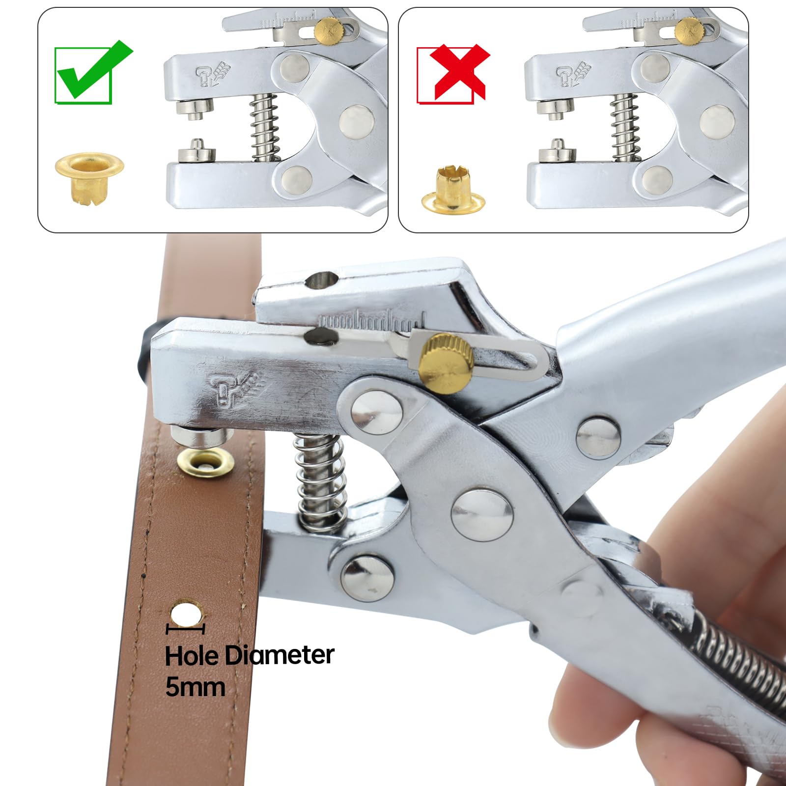 Remachadora Ojales 5mm Metal Para Cuero/Cinturón/Papier