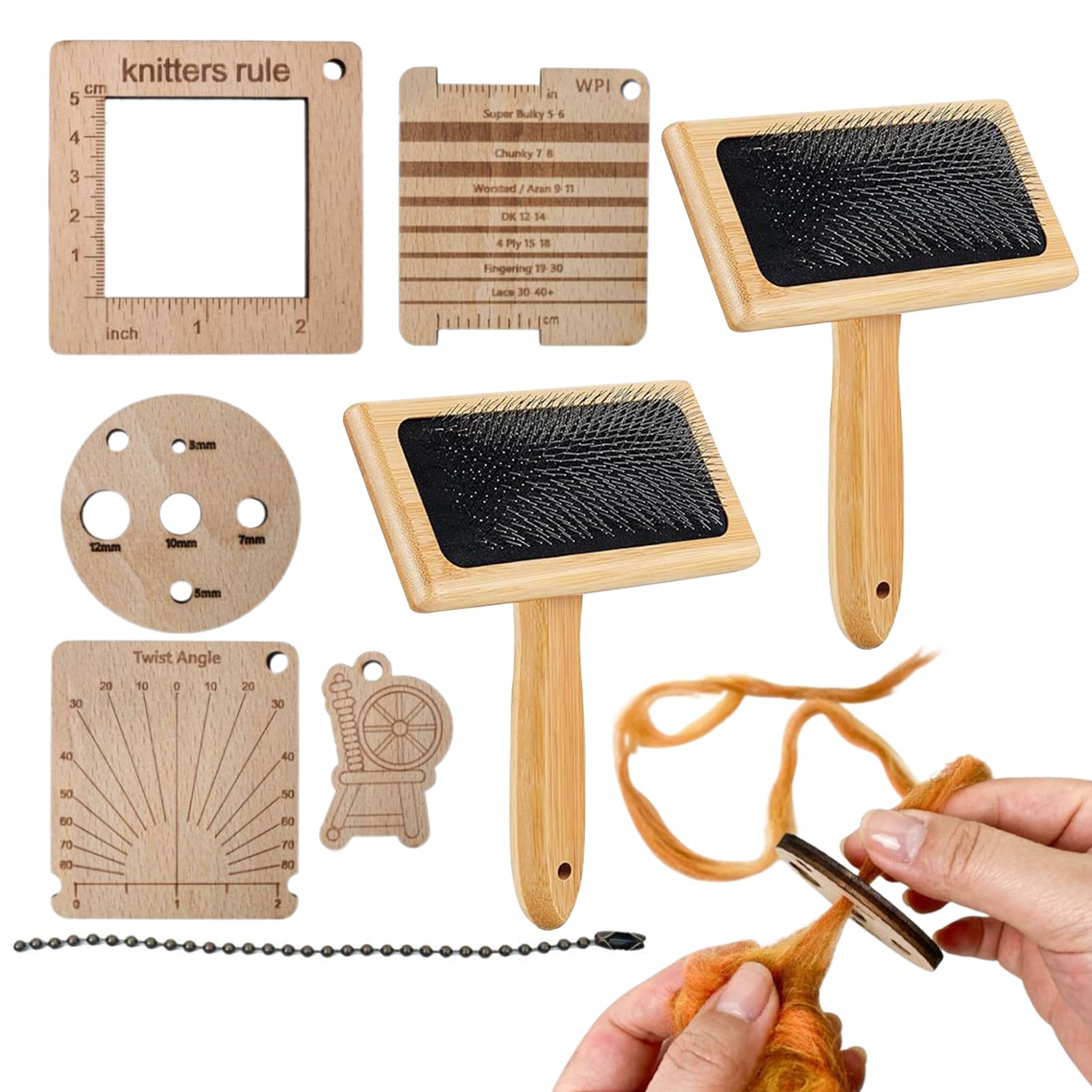 Brochas de cardado para lana – Juego de peine de mezcla de lana con mango de madera, ideal para lana, manualidades, alfombras de fieltro, cepillo de pelo de animales, procesamiento