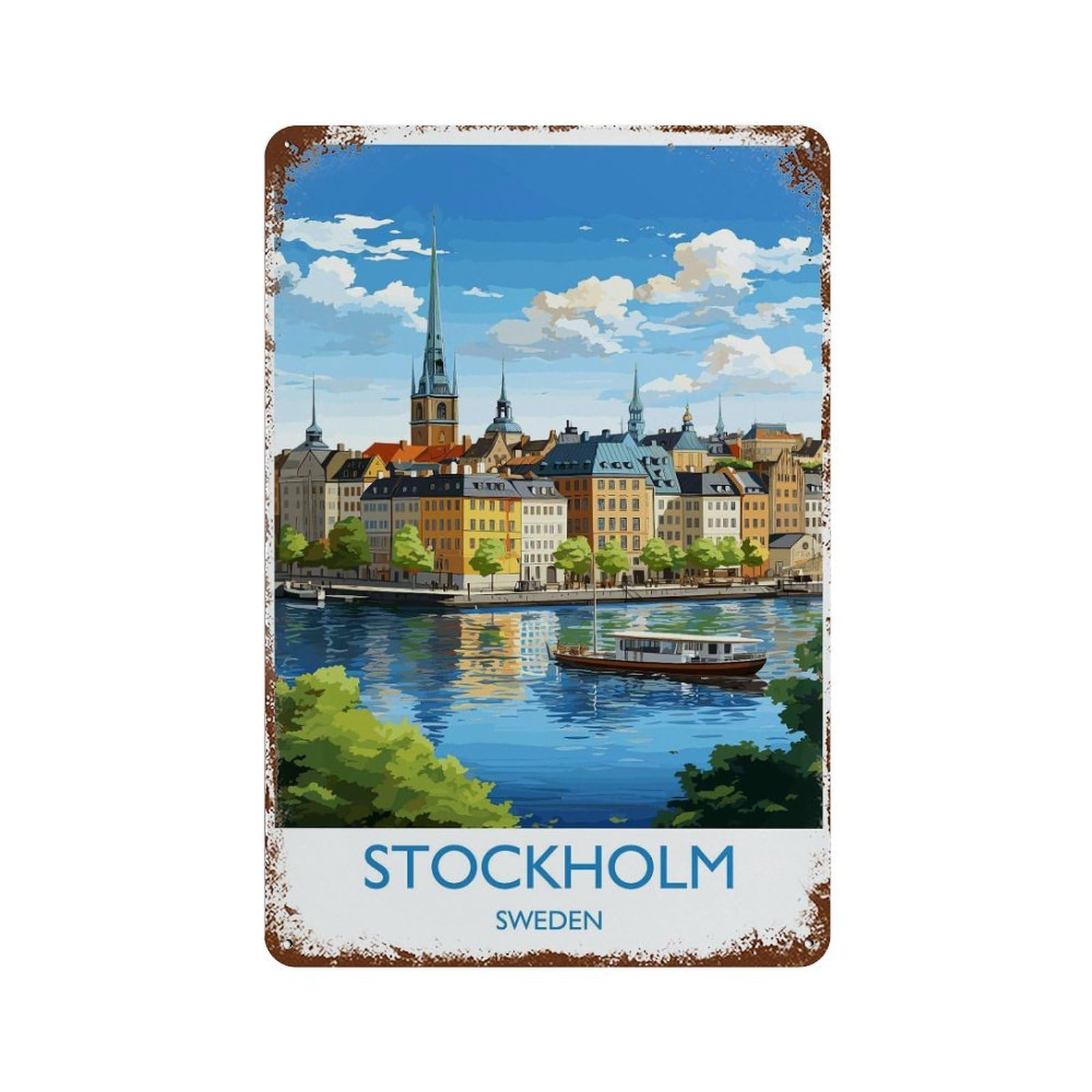 xiaoxiaoshen Stockholm Travel of Sweden Gift Wall Decor Art Metal Tin Poster Modern Home Decor Art Home Bar Shop Decorations Vintage Sign 30x20cm