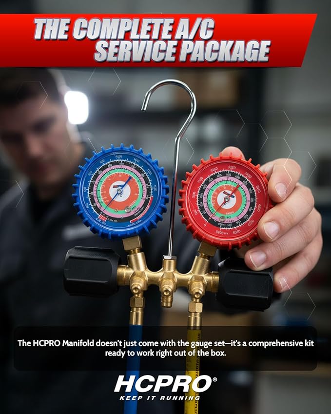Juego de Manómetros Manifold HCPRO Black Knight 2 Válvulas, Latón, para R410A R22 R404A miniatura 7