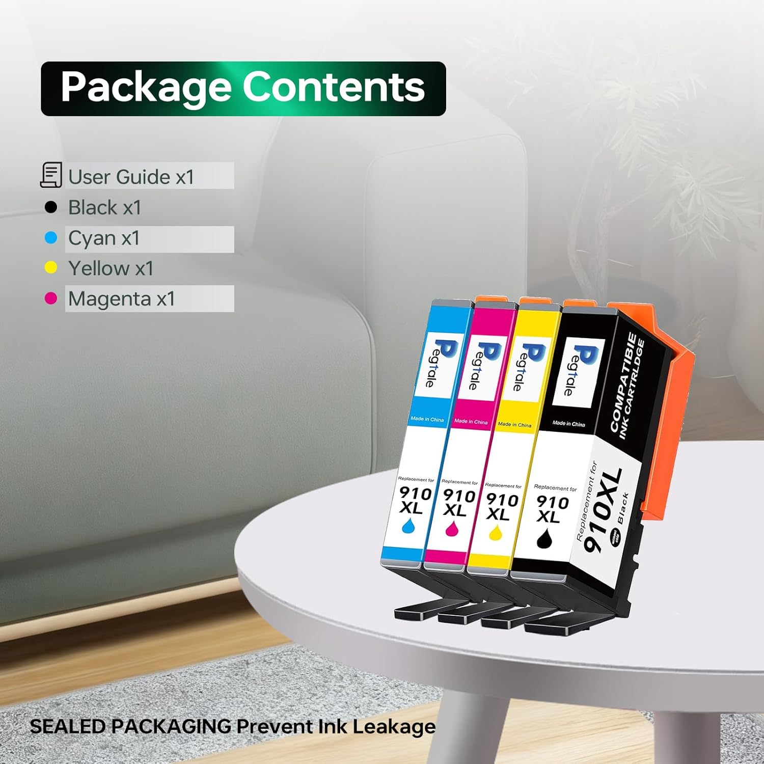 910XL Ink Cartridges Combo Pack Replacement for HP Ink 910 XL Compatible with OfficeJet Pro 8020 8025 8028 8035 8030 8010 8015 8018 8022 Printer (1 Black,1 Cyan,1 Magenta,1 Yellow)