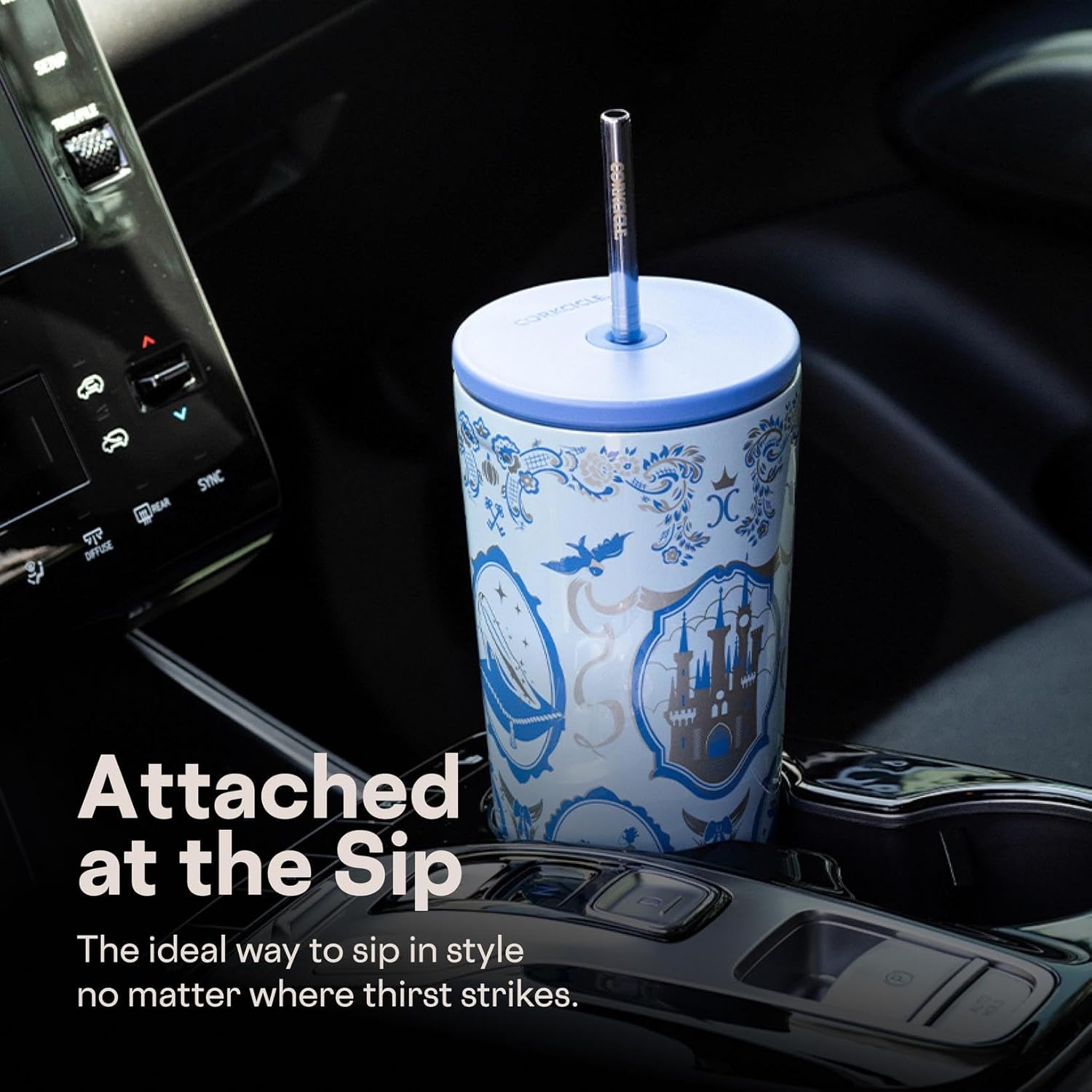 Corkcicle Disney Princess Cold Cup - Keeps Drinks Cold for 12 Hours - Triple-Insulated Stainless Steel - Straw & Screw-On Lid - Summer Drinkware Gift - Keeps Drinks Ice Cold - 24 oz - Cinderella - Image 6