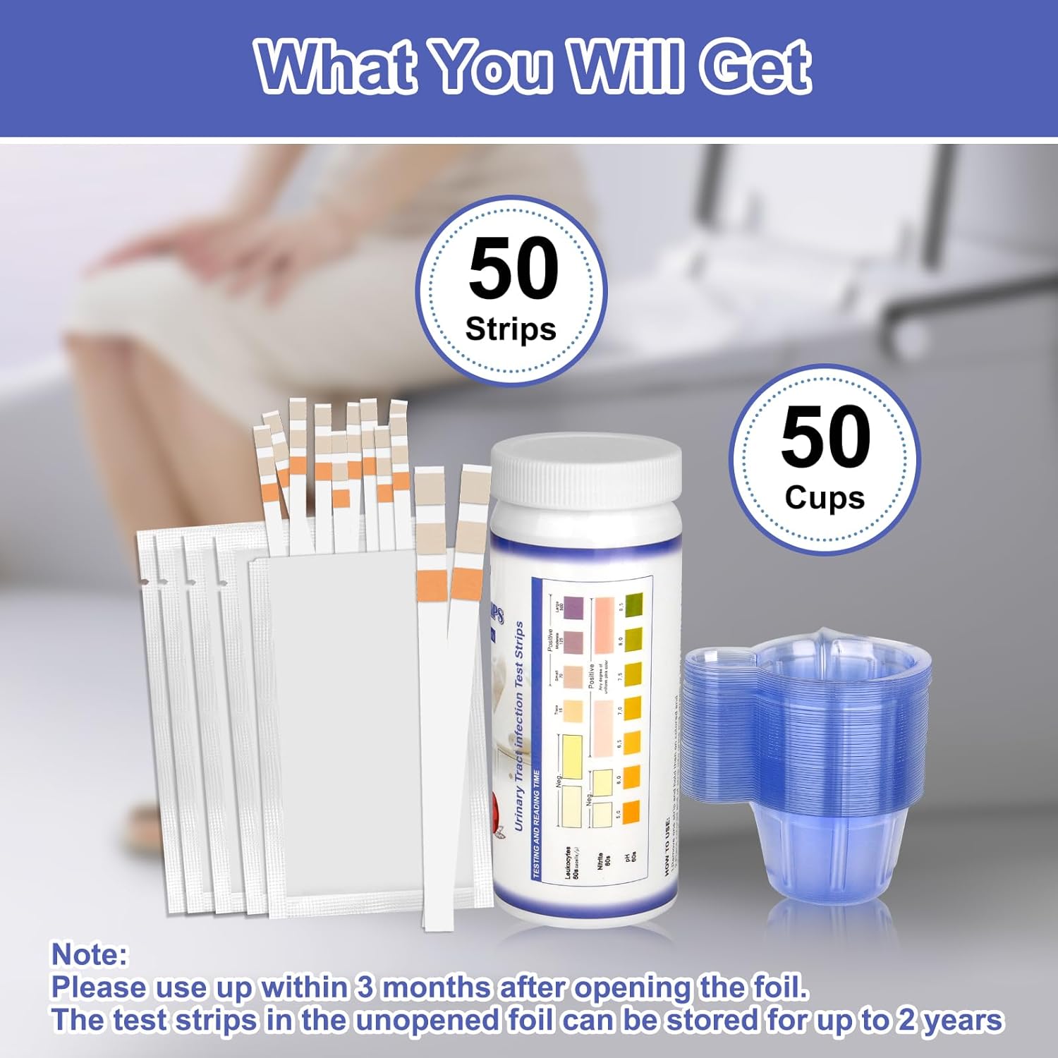 3-in-1 UTI Test Strips, Full Panel Urinary Tract Infection Test Kit at Home for Women Men Kids, Detection with Accurate Leukocytes, Nitrite, and PH Readings, Simple at-Home Urine Test Strips, 50ct - Image 7