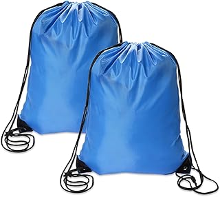 2 Pack Drawstring Bags, Black PE Bags Drawstring Gym Bag String Swimming Bag Drawstring Backpack for Sports, Gym, Travel, Swimming, Beach