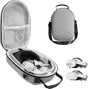 Hard Carrying Case Compatible with Oculus Meta Quest 3/3S,VR Headset Elite Strap and Touch Controller Accessories Carry Case,Hard Shell Travel Storage Bag (Grey)