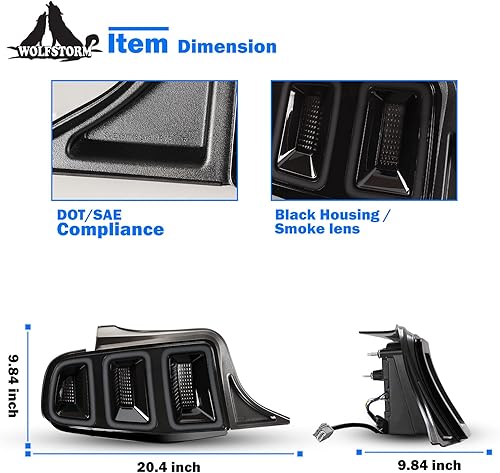 Miniatura 2 de WOLFSTORM Luz trasera LED para Ford Mustang 2010 2011 2012 2013 2014 con diseño dinámico de luz de giro de funcionamiento, montaje de repuesto de