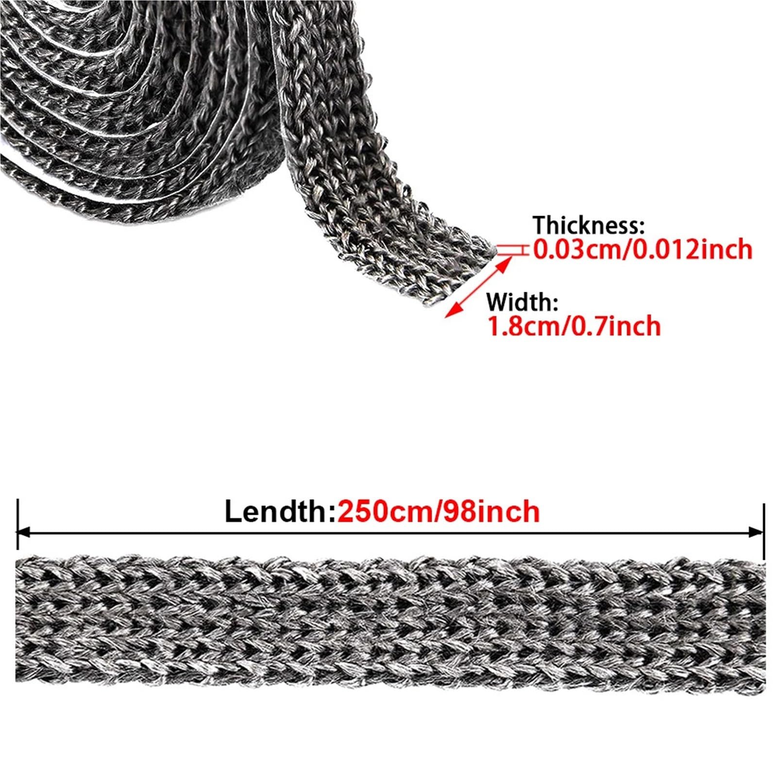 Guarnizione Stufa a Legna Nastro sigillante for camino 18X3.0MM | Guarnizione autoadesiva for stufa for porta camino con corda for focolare aperto da 2,5 m