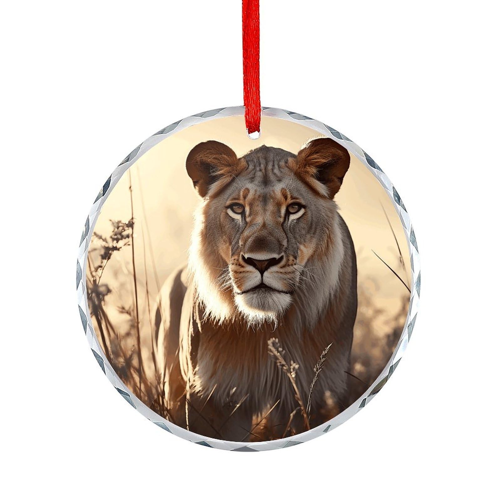 Fodpand Women's Style Lion Round Glass Ornament Keepsake Gift Exchange Ideas Car Decor,Christmas Ornaments For Tree Window Garden Ornaments