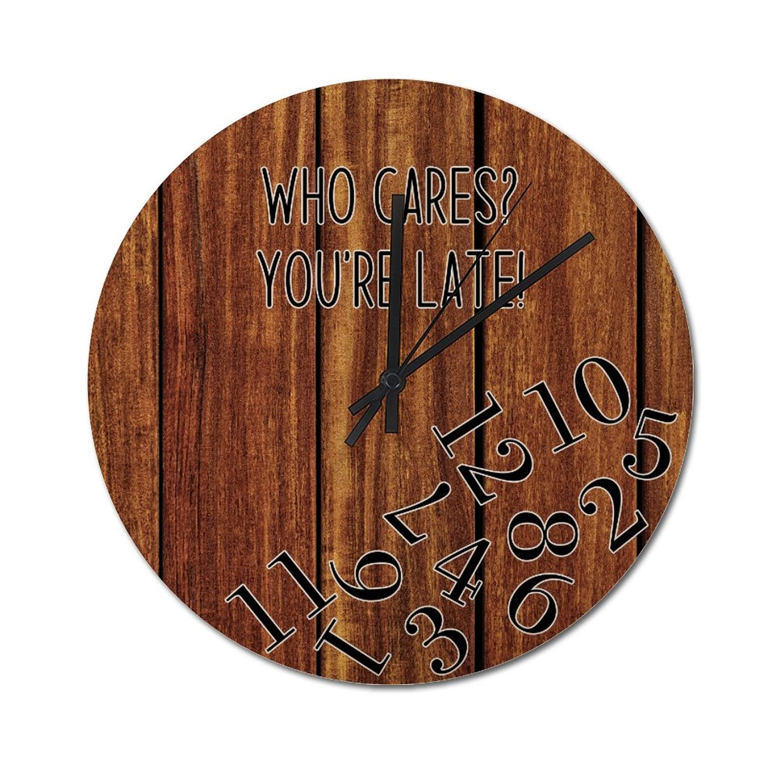 Horloge ronde de style rustique grain bois silencieuse 38cm