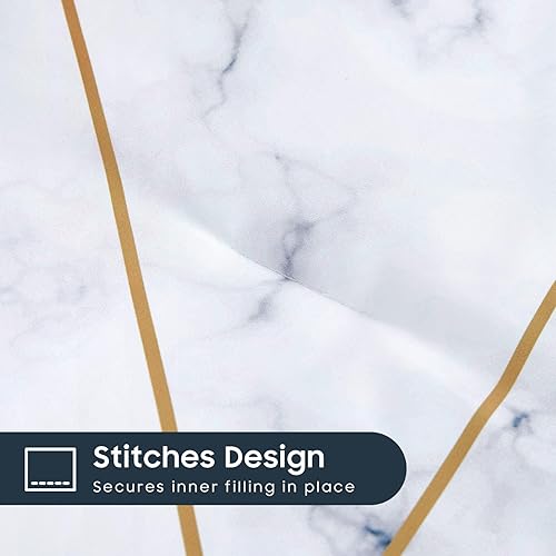 Miniatura 6 de Wake In Cloud - Juego de edredón de mármol, gris gris, negro y blanco con líneas geométricas doradas, patrón moderno impreso, ropa de cama de