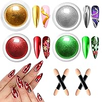 Vista 16 de 6 tarros de polvo de uñas cromado, juego de polvos de uñas con efecto cromado, polvo brillante con brillo para uñas con efecto espejo mágico