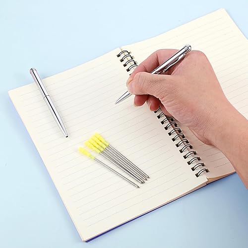 Miniatura 4 de Paquete de 7 mini bolígrafos pequeños con 5 recambios de 4 pulgadas, bolígrafos de bolsillo giratorios de 4 pulgadas, cartera corta de metal,