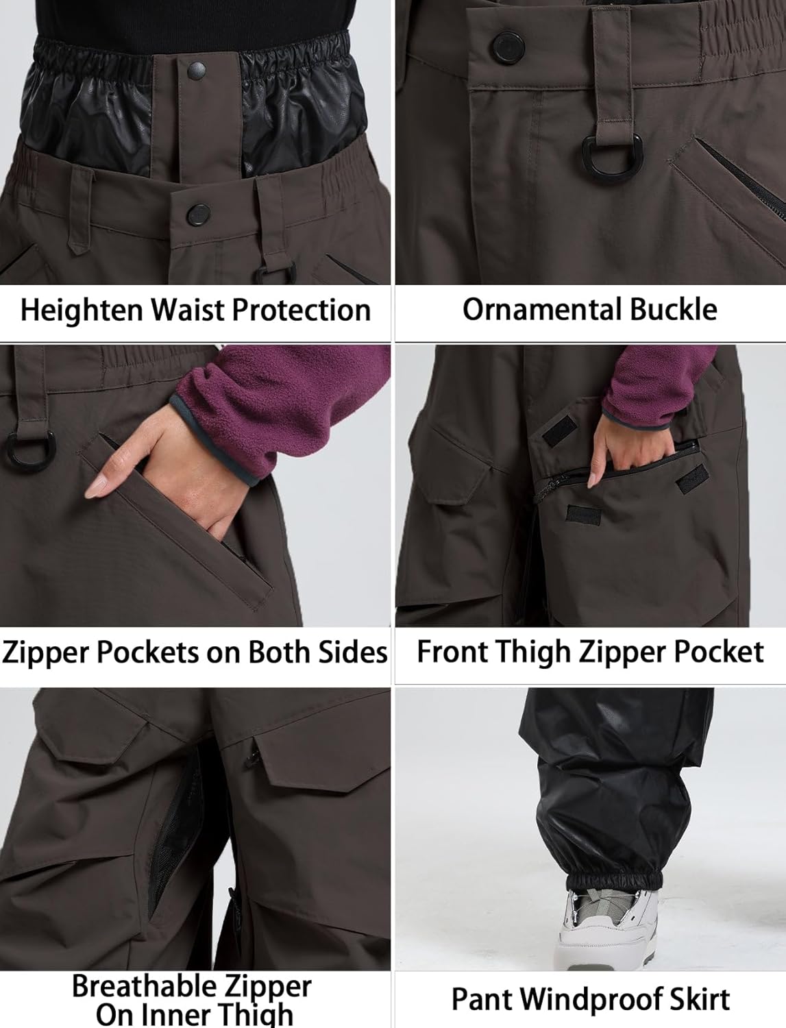 GSOU SNOW Men Snow Pants Baggy Snowboard Pants Women Ski Pants Sport Insulated Loose Waterproof Windproof Winter Hiking Warm - Image 5