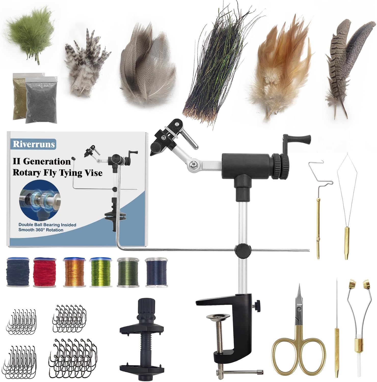 Aventik MicroGrip II Generation Rotary Fly Tying Vise – Complete Vise, Tools & Materials for Professional-Quality Flies (MicroGrip Pro Kit)