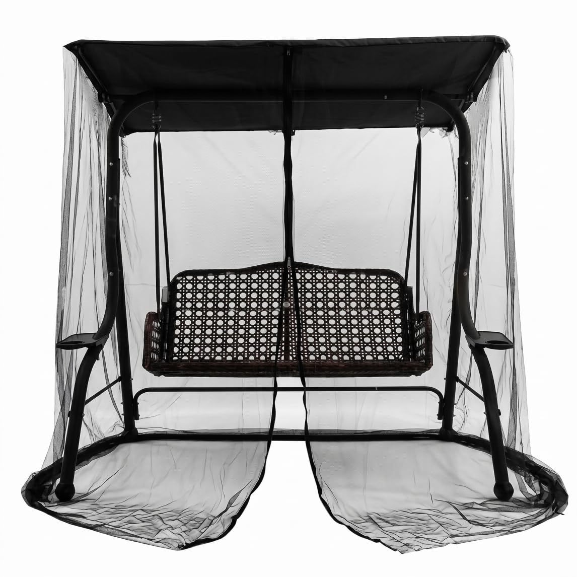 Moustiquaire de terrasse pour Porche, balancelle 3 Places avec auvent imperméable, Anti-Insectes, Noire, 2 m (6, 73 pi)