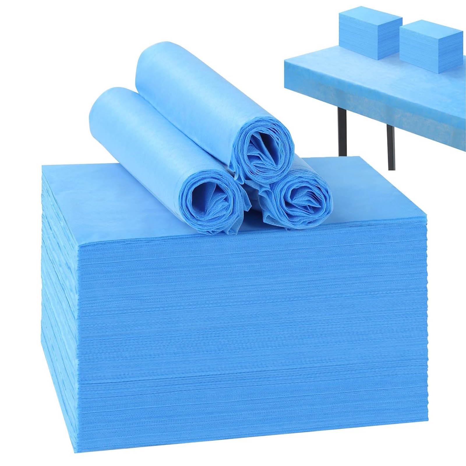 Lot de 50 draps de lit jetables en tissu doux non tissé pour table de massage, spa, massage, hôtels, esthéticienne, 180 x 80 cm (bleu)