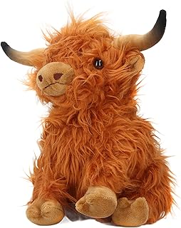 Highland Cow Plush Toy, 9.1inch Lifelike Cute Soft Highland Cow Stuffed Animal Plush Cattle Plush Toy Stuffed Animal Doll Decorative Pillow Gifts for Boys Girls