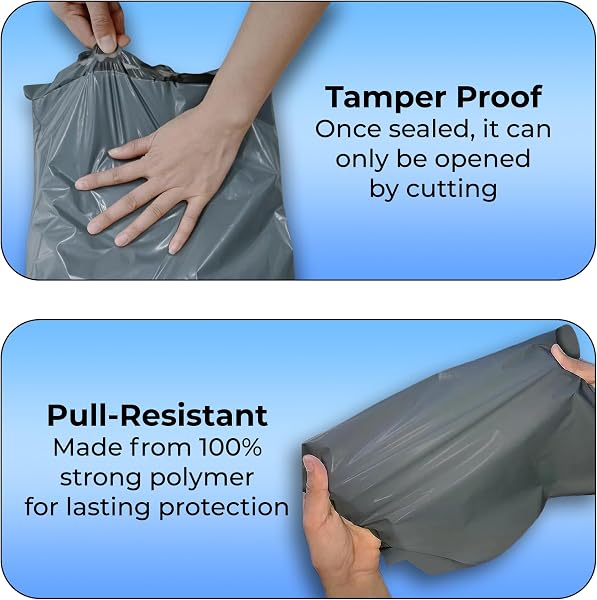 Double Dragon 60 Mixed Size Self-Seal Mailer Bags | Tamper-Proof Plastic Packaging for Mailing, Postage, Shipping & Delivery | Grey (4 Sizes | Small to Large | 15 Each) - 4