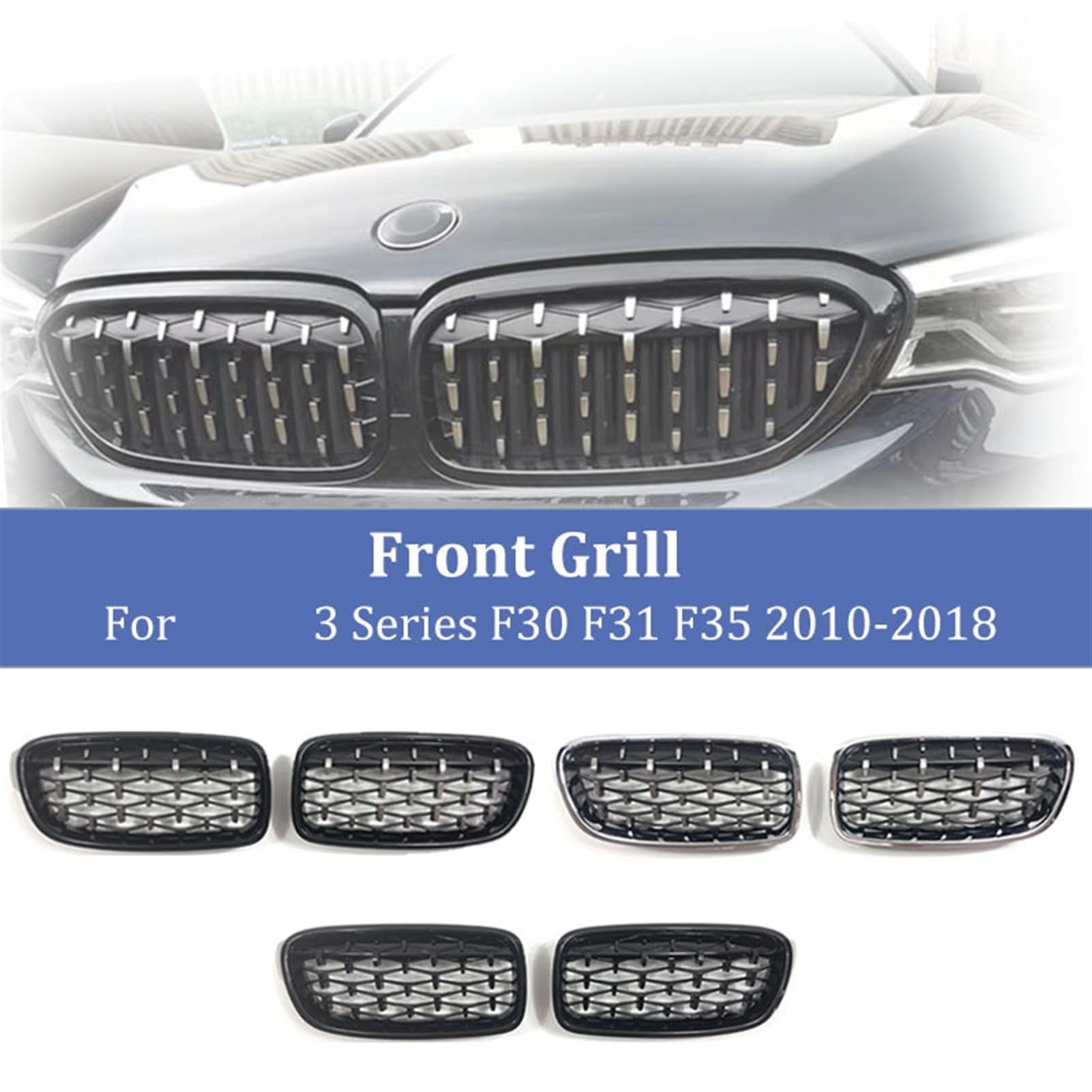 Przedni grill Diamond Racing kratki kratka, dla BMW, serii 3 F30 F31 320i 325i 328i 330i 335i 2010-2018 akcesoria samochodowe
