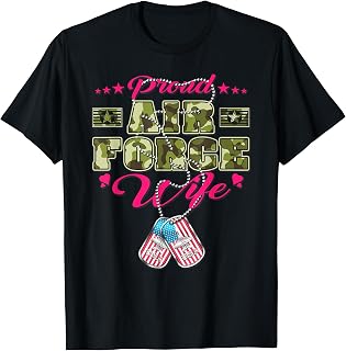 Proud Air Force Wife - Camo US Flag Dog Tags Military Spouse Men Women T-Shirt