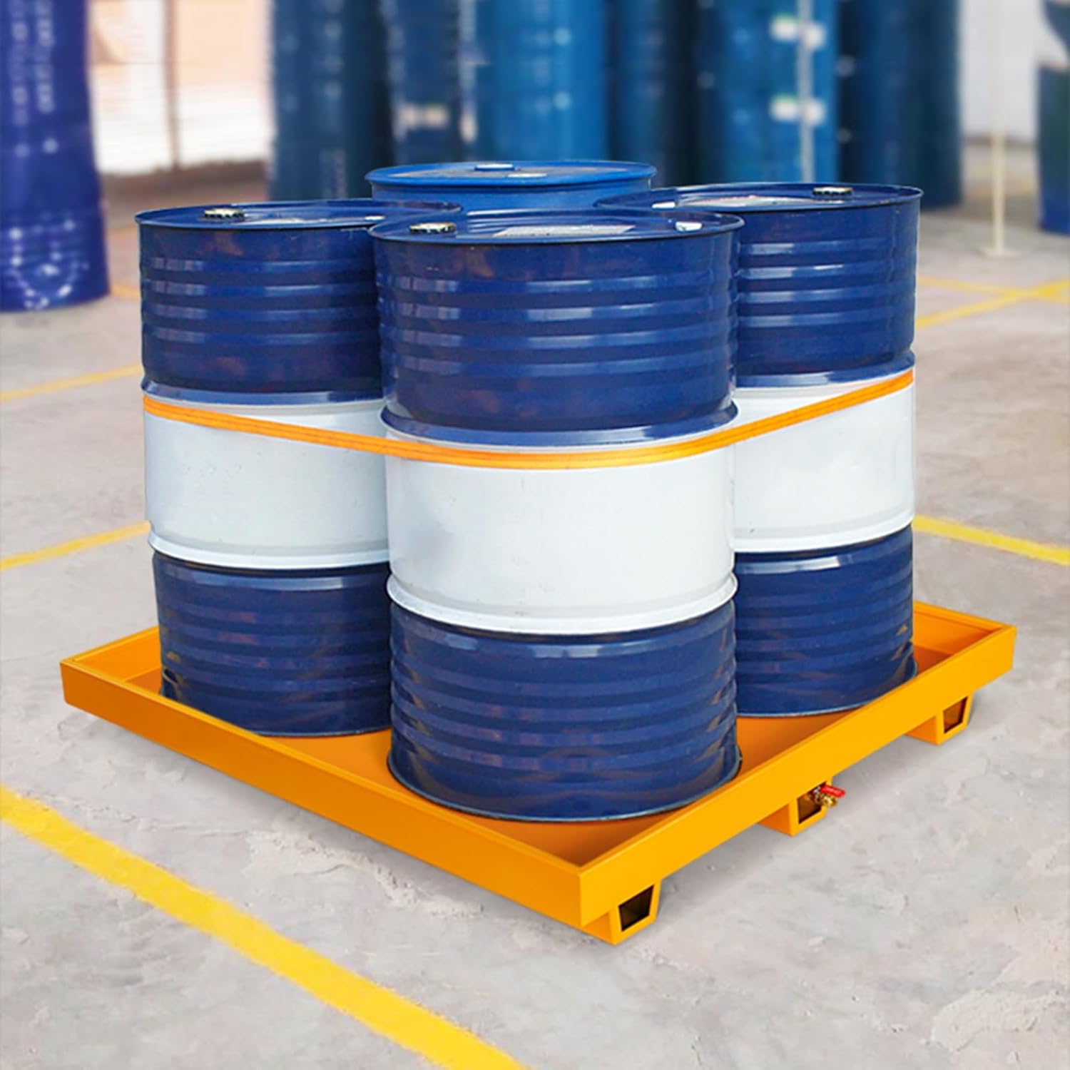 Containment Spill Pallet, Modular Spill Containment Platform, Strong Load Capacity, Leakproof Detachable Plastic Pallet, Warehouses Factory Industrial Uses(Yellow-A,65X65X15cm)