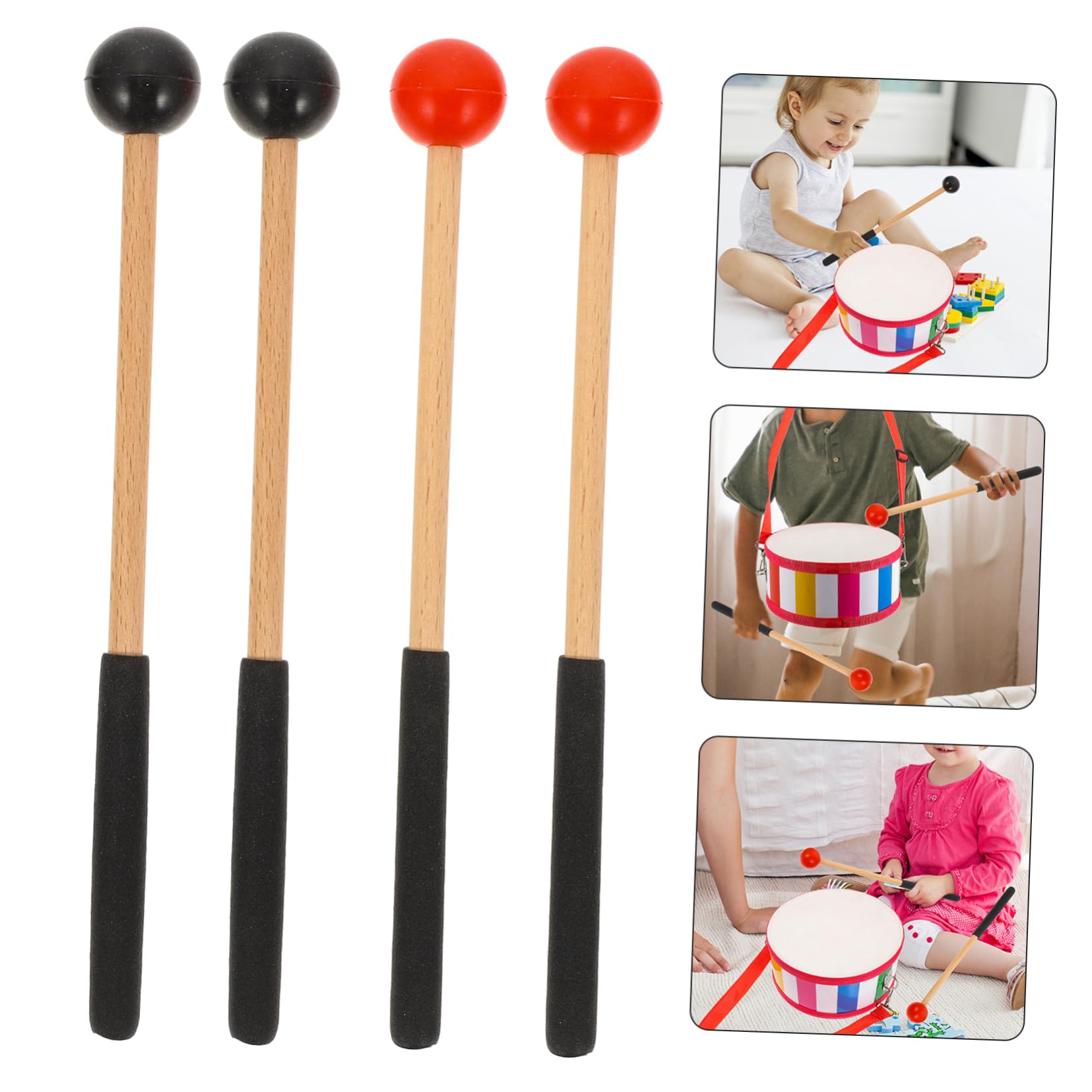 ibasenice 4paires De Pour Marimba Maillets De Percussion Avec Poignée Instruments De Musique Pour Adultes Couleurs