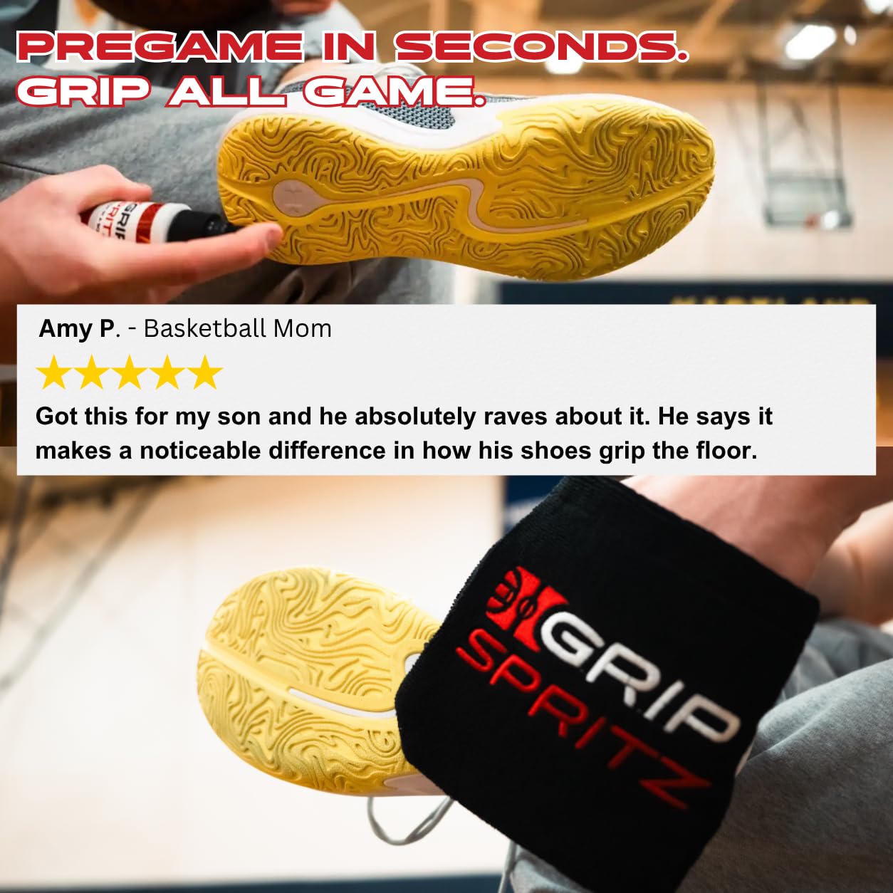 Grip Spritz - Spray de Agarre para Zapatos de Baloncesto, Mejora la tracción de la Suela y el Agarre de la cancha, rejuvenece y alarga la Vida útil de los Tenis, Agarre Antideslizante y Mejora el