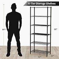 Vista 3 de Estantes de Almacenamiento Ajustables de 6 Niveles, Estante de Metal de Servicio Pesado con Capacidad de 900 LBS, Unidad de Estantería de Alambre