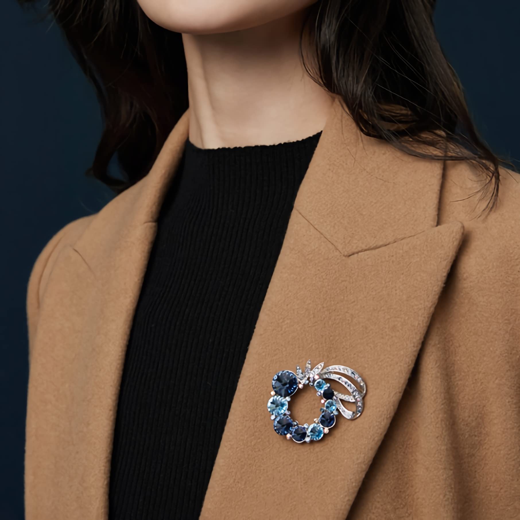 RAN-Brooch Kristallbrosche Bunte Kreis Kranz Brosche Weibliche Mantelbrosche voller Strasssteine ​​Pin Zubehör