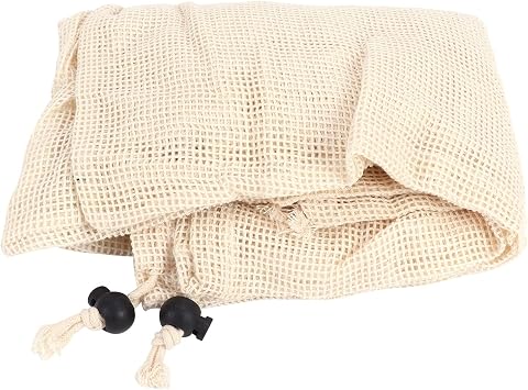 6Pcs Drawstring Storage Bag, Reusable Cotton Mesh Bags for Fruits Vegetables, Multi - Function Food Filter Bags with Wooden Bead Closure, Foldable Laundry Toy Storage Bags for Groc