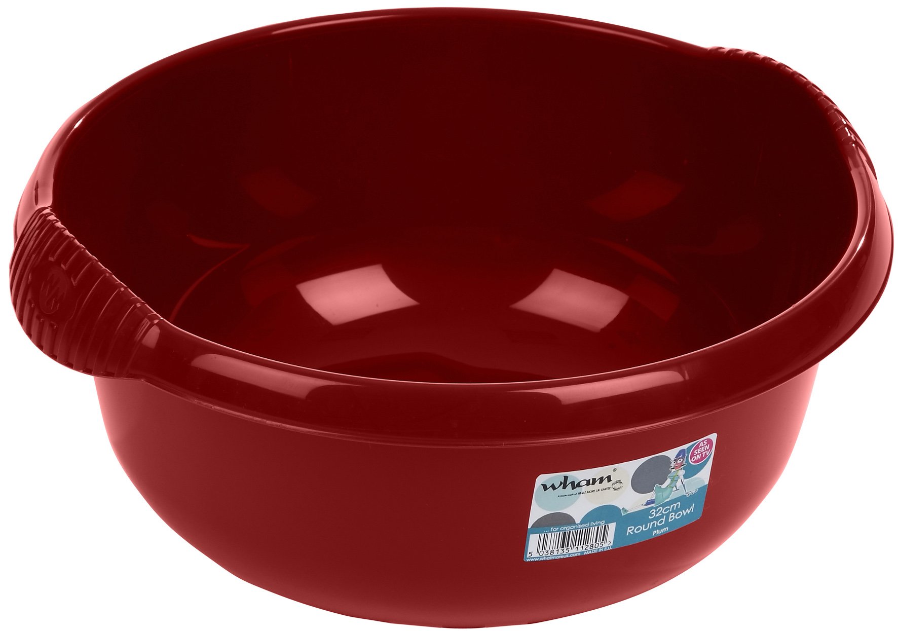 Wham High Grade Circular Round Washing Up Bowl Basin Mixing Bowls (36cm, Chilli Red)