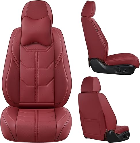 Miniatura 2 de Fundas de asiento delantero, fundas universales de asiento para automóviles, 2 piezas, protectores de asiento de automóvil de cuero sintético