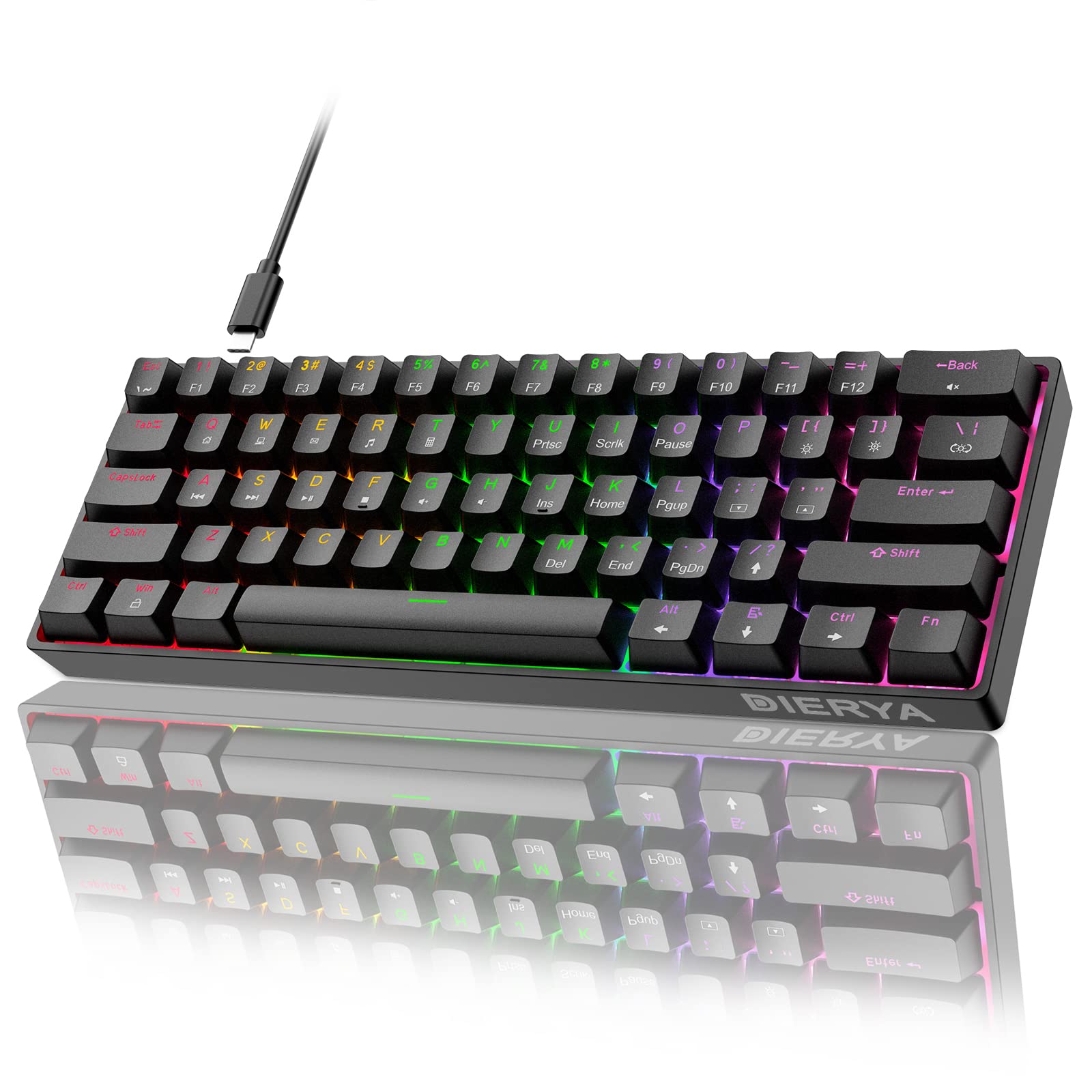 Amazon.com: DIERYA 60% Mechanical Keyboard, DK61se Wired Gaming Keyboard  with Red Switches,LED Backlit Ultra-Compact 61 Keys Mini Office Keyboard  for Windows Laptop PC Gamer Typist（Black） : Video Games