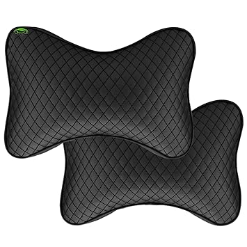 SARTE Car Neck Rest Pillow Head Rest Cushion for Car Seat,Neck Support for Long Driving Made of Soft American Velvet Fabric with soft PollyFiber Filling and Elastic Stripes Set of 2 Pcs Black - image, photos