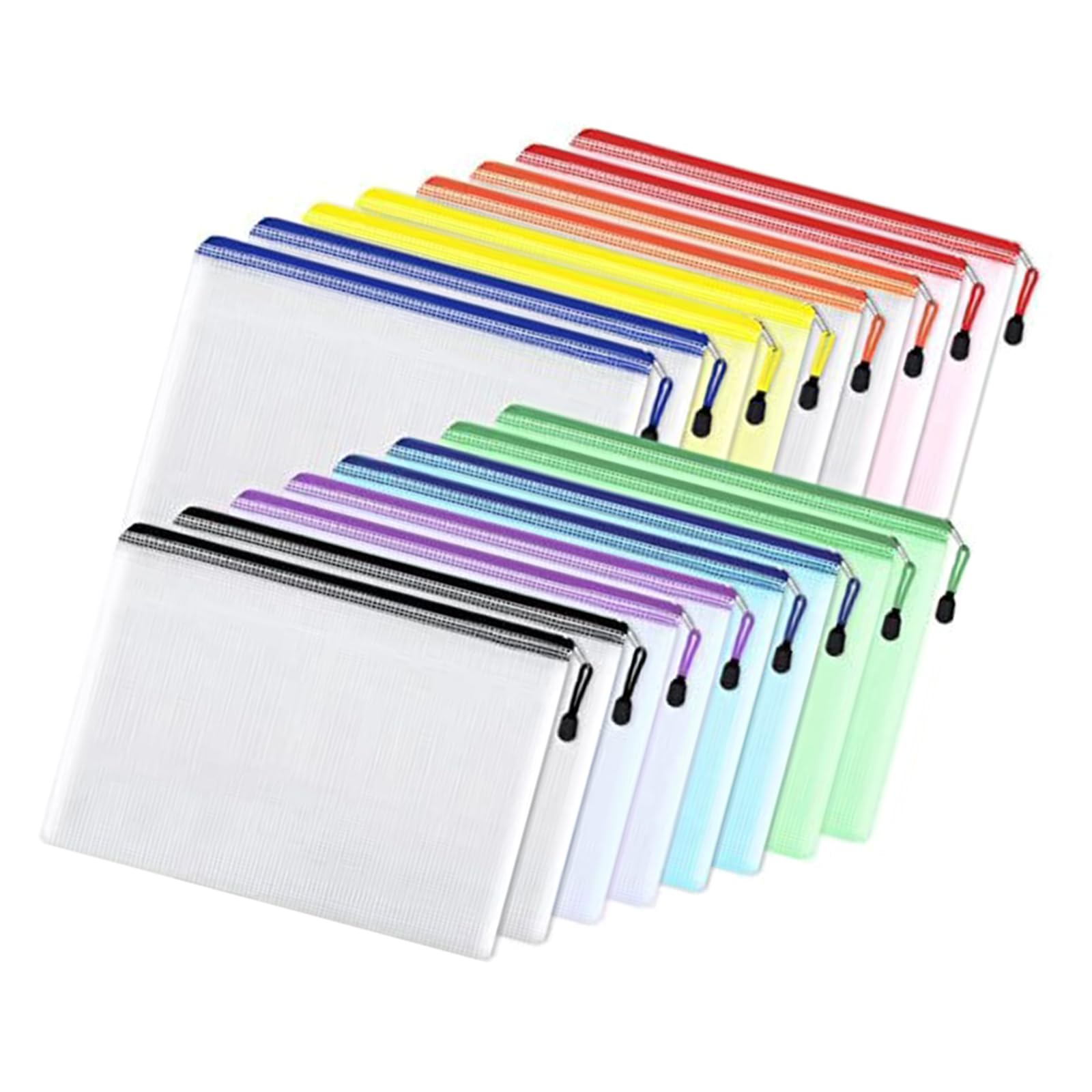 16 Piezas Maletines con Cremallera 33 X 23 cm Maletín Archivador de Archivos Impermeable PVC Bolsa para Documentos para Escuela Oficina Viajes Bolsas Transparente para Documentos