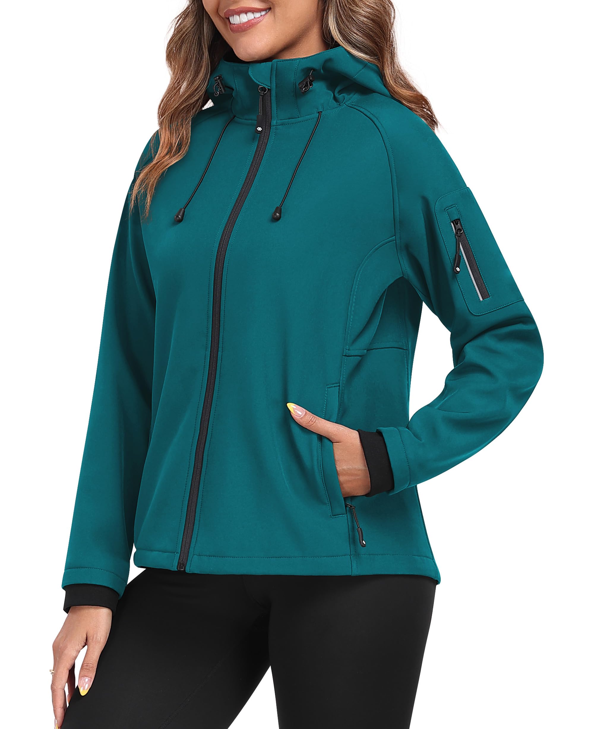 MoFiz Women's Fleece Lined Softshell Jacket Lightweight Insulated Warm Coat