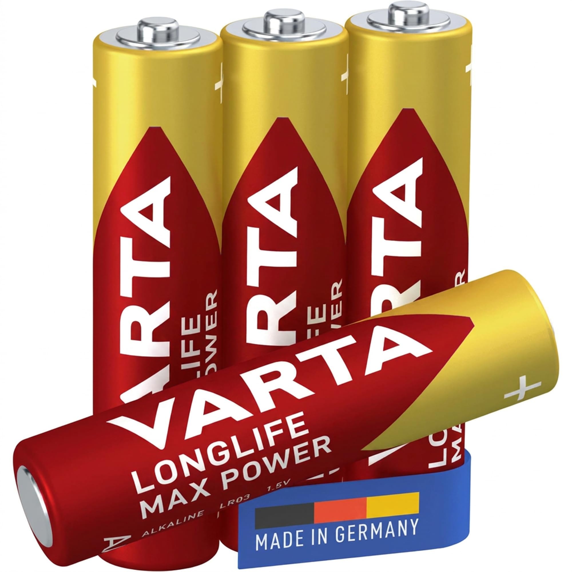 VARTA Batterien AAA, 4 Stück, Longlife Max Power, Alkaline Micro-Batterie