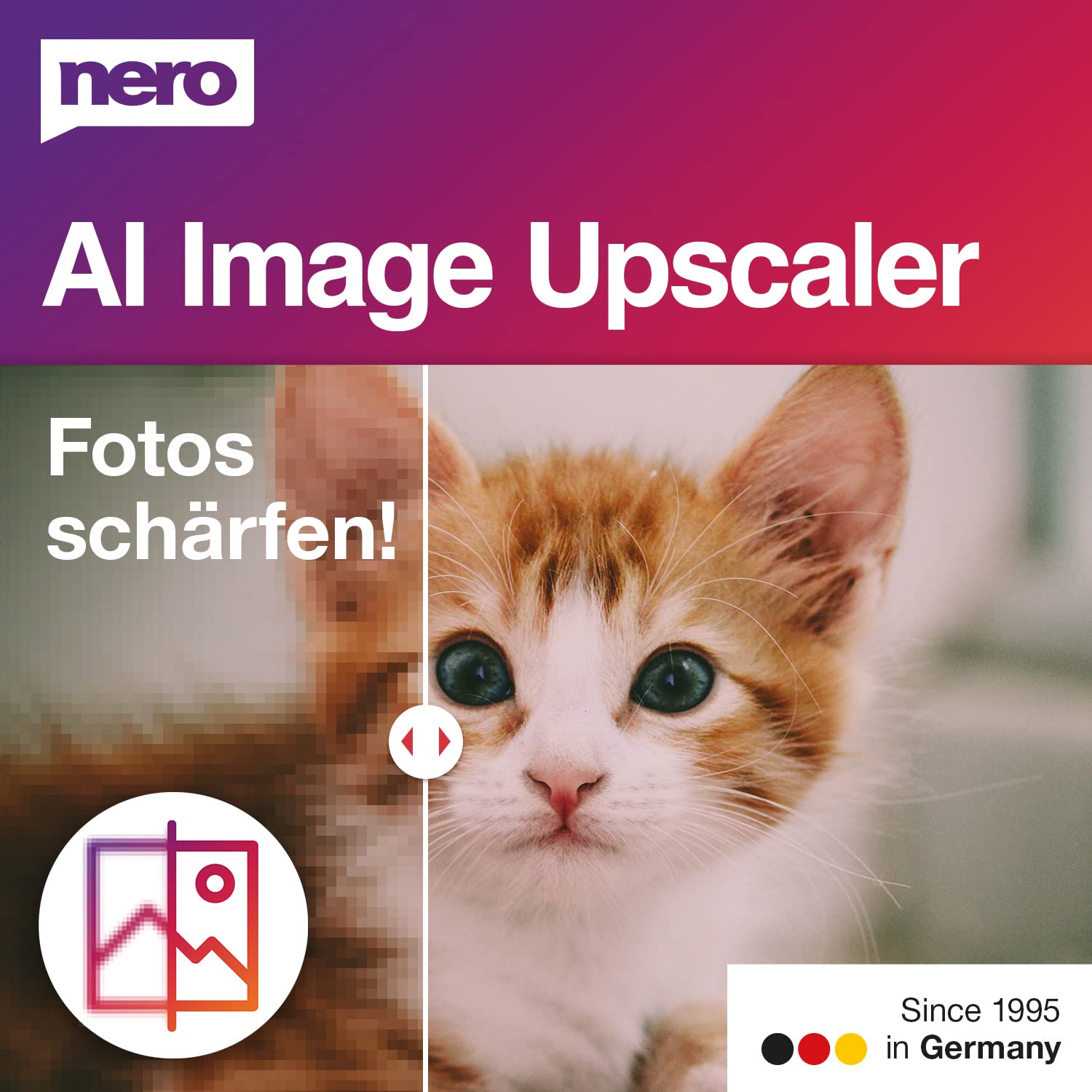 Nero AI Image Upscaler 365 | Fotos schärfen & unscharfe Bilder reparieren | KI Detail-Rekonstruktion & Rauschreduzierung | Bildqualität verbessern | 1 PC | Windows 11 / 10