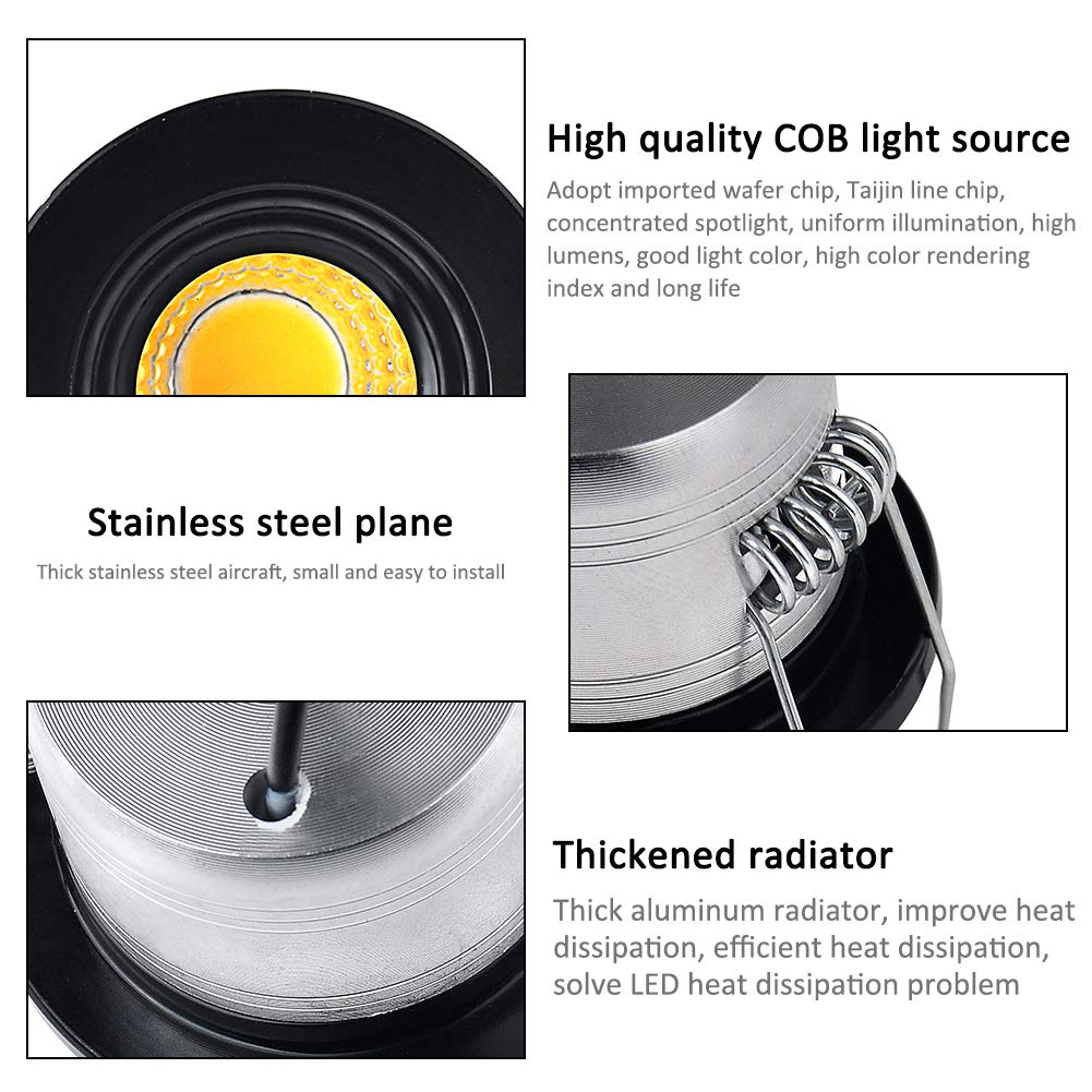 Led-inbouwspot, draaibaar, 3 W, 230 V, plat, badkamer