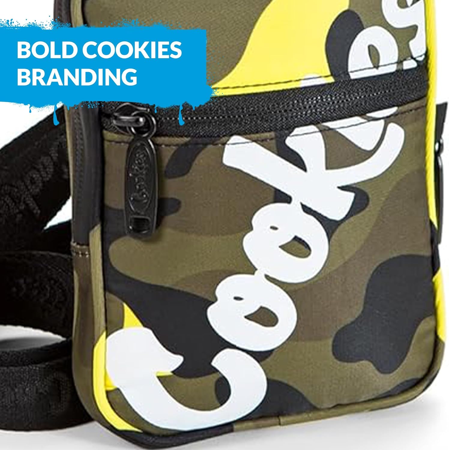 COOKIES Honeycomb Utility Bag–Smell Proof Nylon Crossbody Small Bag with Removable Strap, 5 Zippered Compartments, Streetwear - Image 6