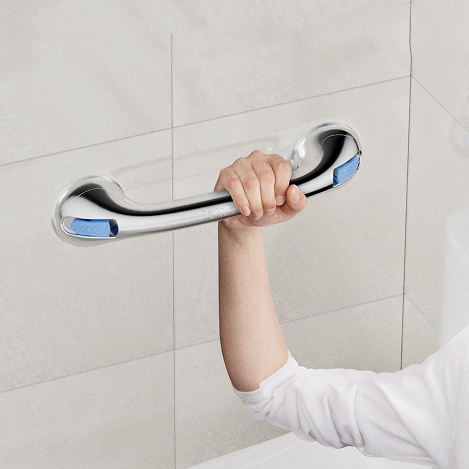 manillas para la ducha, Barras de agarre con ventosa for ducha, baño, inodoro, cromado, extraíble, sin taladro, 30-55cm(55cm)