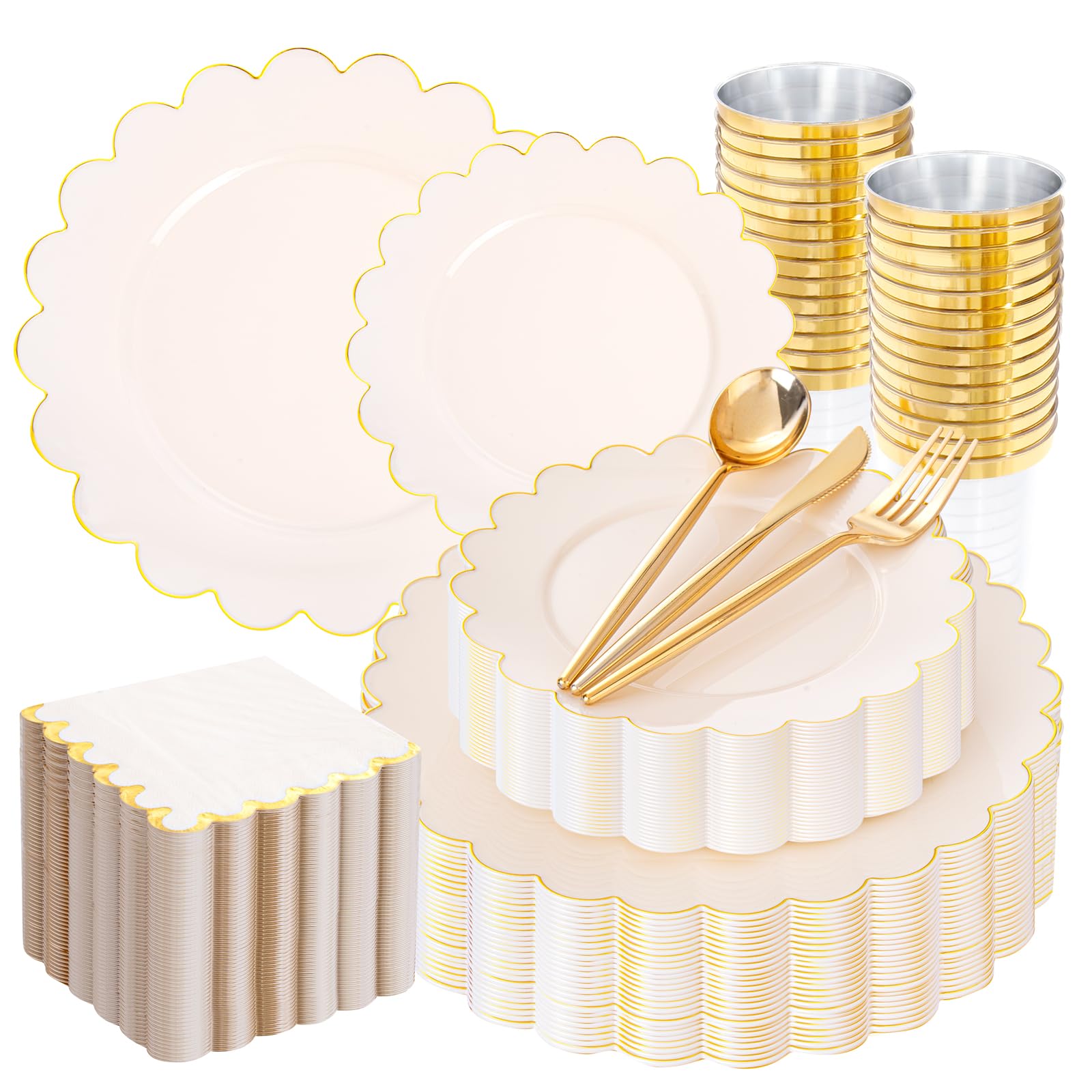 Gold Rim Plates Party Dinnerware Set -1
