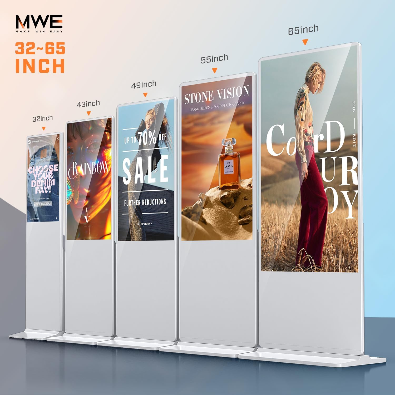 QIXZOCV 55 Inch 4K Touchscreen Kiosk, Indoor Floor Standing Digital Signage Displays, Advertising Display LCD Totem, Interactive Display Poster Android System with Auto Media Player-White