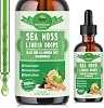 Organic Sea Moss Liquid Drops - 3000 mg Irish Sea Moss with Black Seed Oil & Bladderwrack & Burdock Root - Supports Immune, Joint, Digestive, and Thyroid Functions - Vegan, 2 OZ