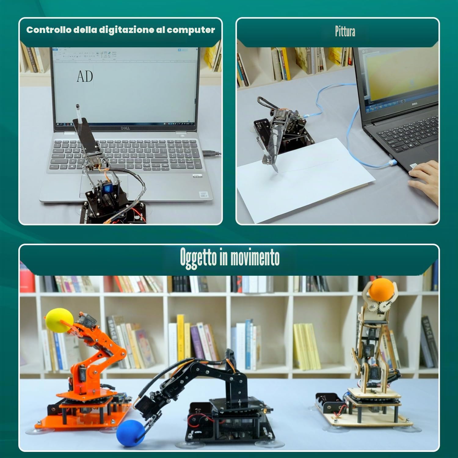 Adeept 5-DOF Robot Giocattoli 5Axis Braccio Robotico Compatibile con Arduino IDE Programmabile DIY Codifica Stem Kit con Display OLED Codice e PDF Robot per Adulti Bambini Regali - Blu
