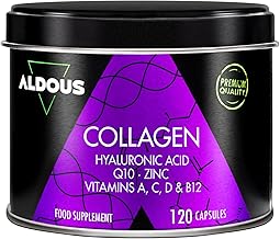 Collagène et Acide Hyaluronique - 120 Gélules - Peptide de Collagene - Collagène Hydrolysé + Acide Hyaluronique + Coenzyme Q10 + Vitamines A, C, D, B12 + Zinc - Peau, Os, Articulations - Anti-âge